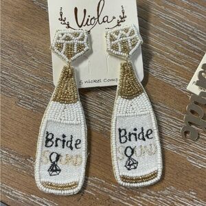 Gold and White Bride Earrings